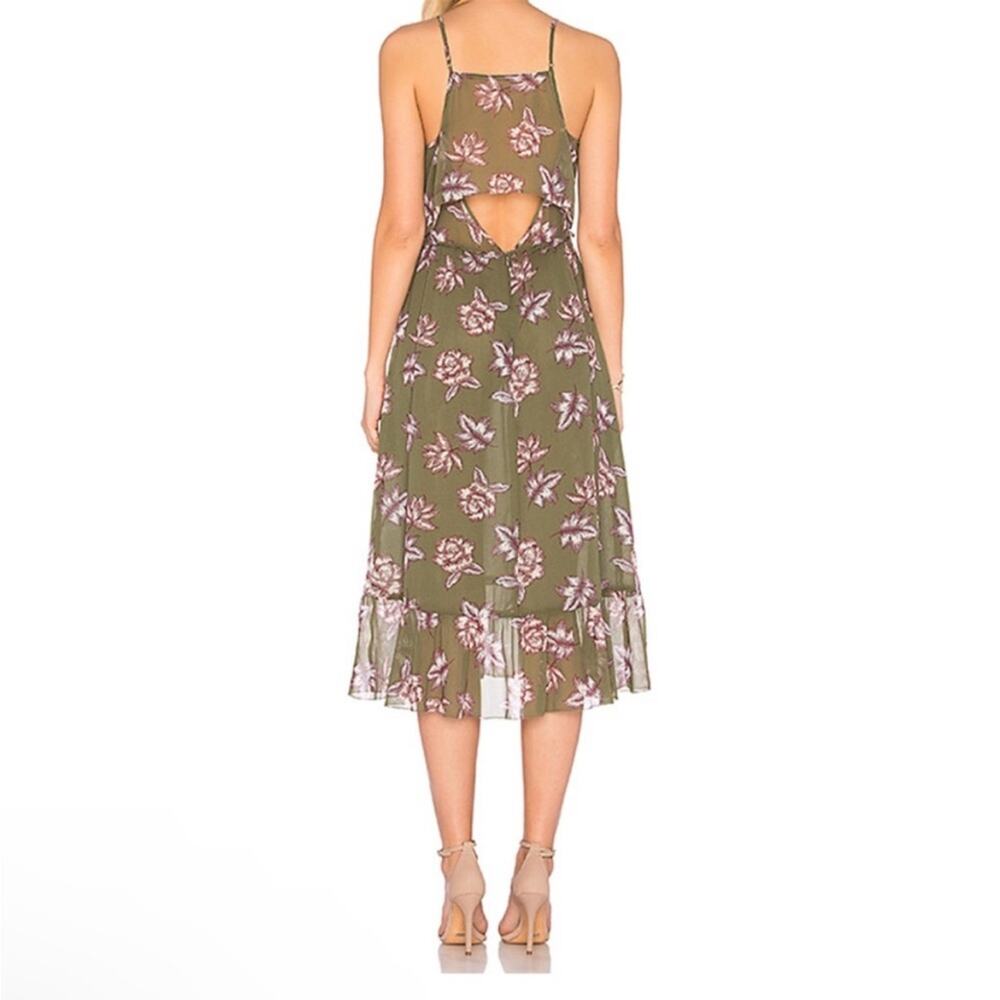 Avec Les Filles Semi-Sheer Chiffon Floral V-Neck Midi Dress Size XL - Picture 3 of 8